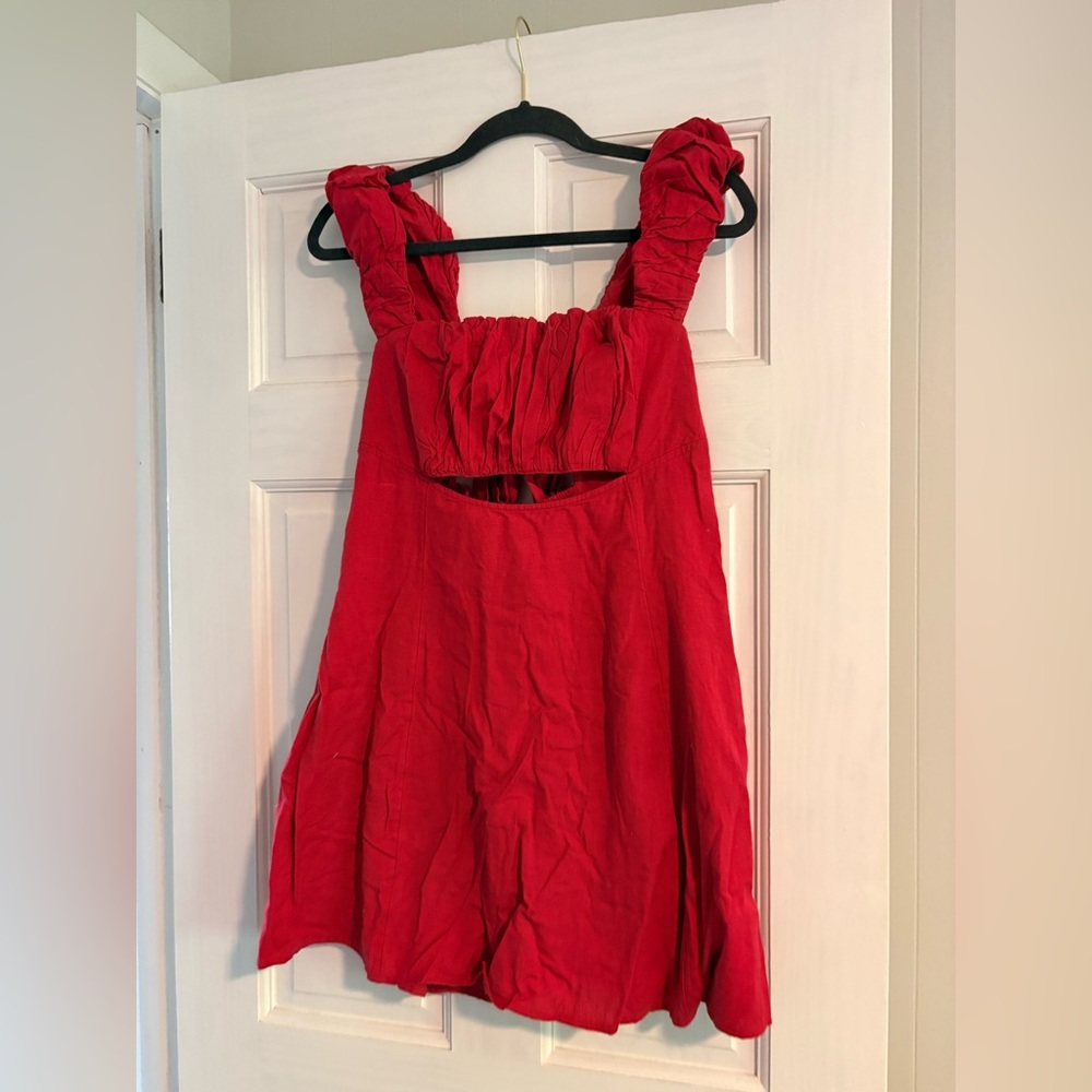 FP Red Sleeveless Ruffled Summer dress